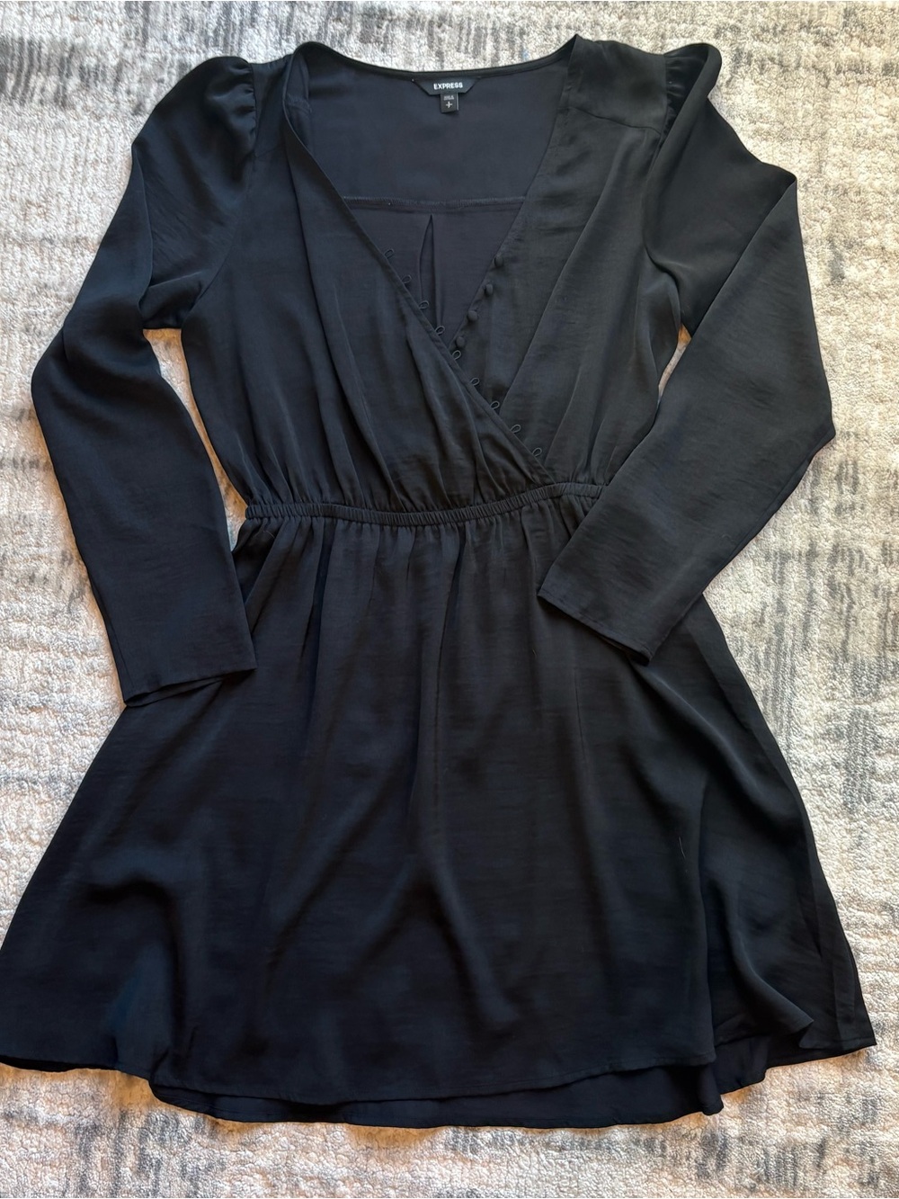 Express Black Long-Sleeve Wrap Dress